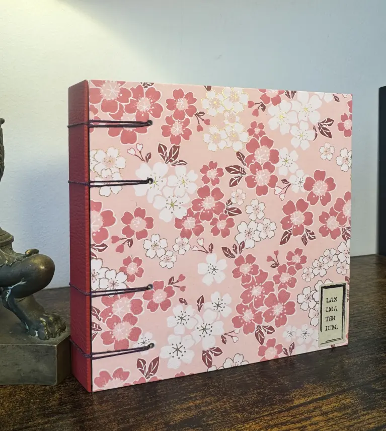 carnet aquarelle washi fleurs roses reliure criss-cross carnet de voyage